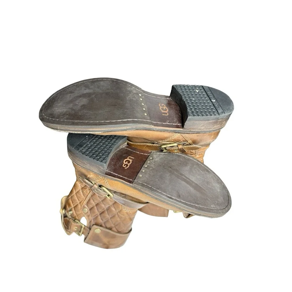 UGG Australia Conor Fawn Boots FAWN short Moto Buckle Boots Size 8 Womens‎